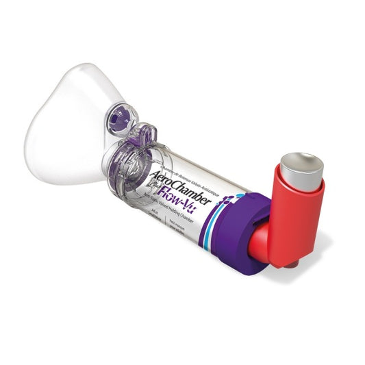 AeroChamber Plus® Flow-Vu® Morada Adulto Máscara pequeña